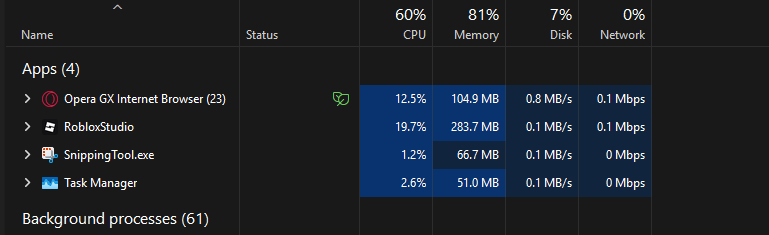 studio ram usage