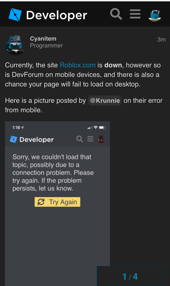 Devforum is also down? - Forum Help - Developer Forum | Roblox