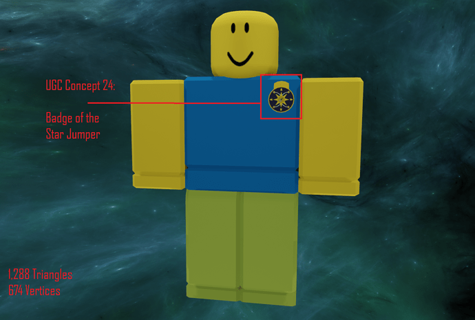 UGC Concept 24 (Badge of the Star Jumper) (ON ROBLOX AVATAR)