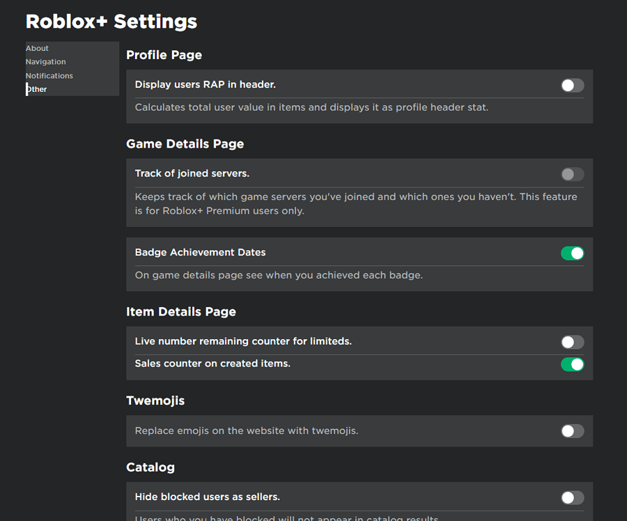 How would I make a custom settings tab like the Roblox+ one ...