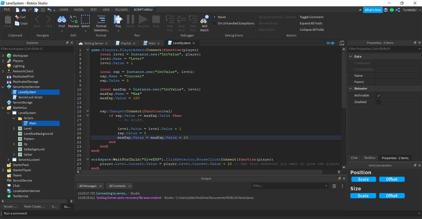 I have problems with my level system - Scripting Support - Developer ...