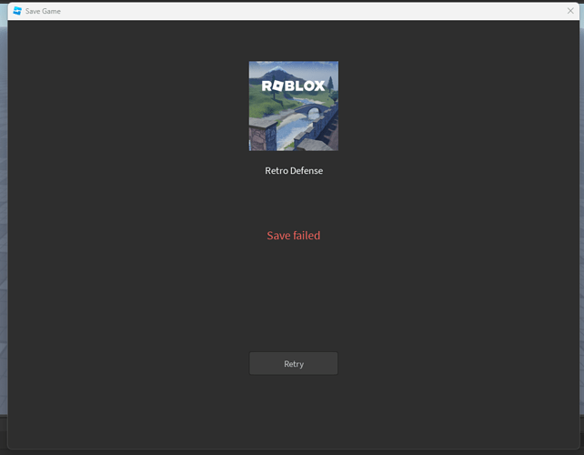 Every time I try to save my game, it says "... failed" - Platform Usage ...