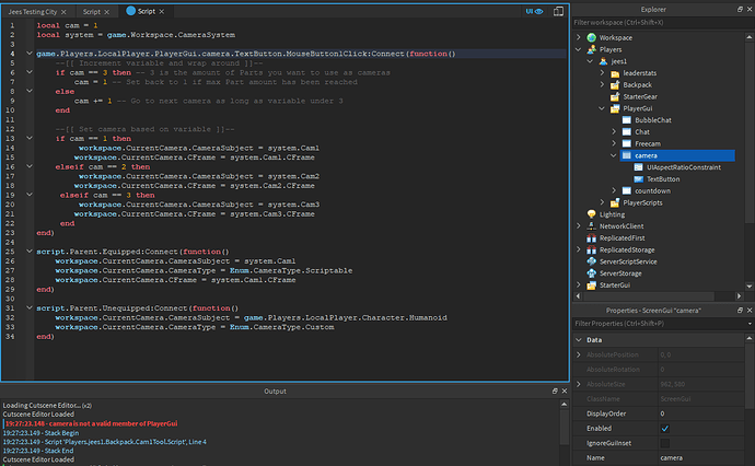 How can I make this camera tool work on multiple parts? - Scripting ...