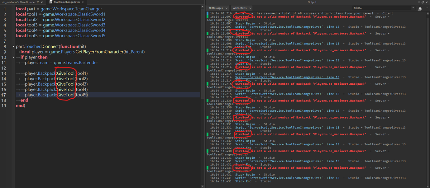 "is not a valid member of backpack" help - Scripting Support ...