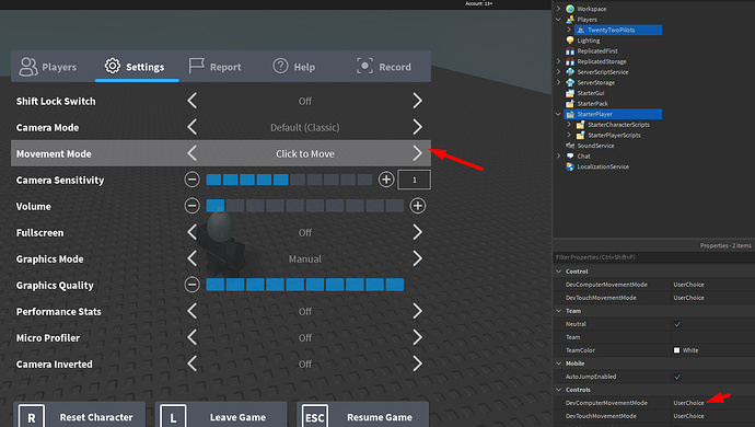 How do i Disable Movement Mode selection from My roblox game - Scripting  Support - Developer Forum