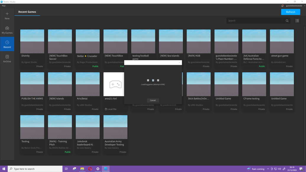 Roblox studio wont load games - Platform Usage Support - Developer ...