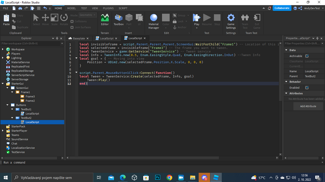 UI Changing page with Tweens - Scripting Support - Developer Forum | Roblox
