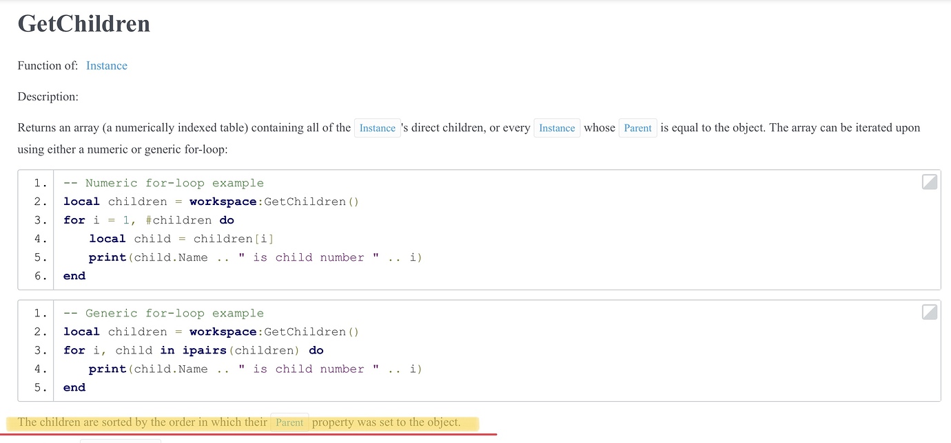 Is :GetChildren() deterministic? - Scripting Support - Developer Forum ...