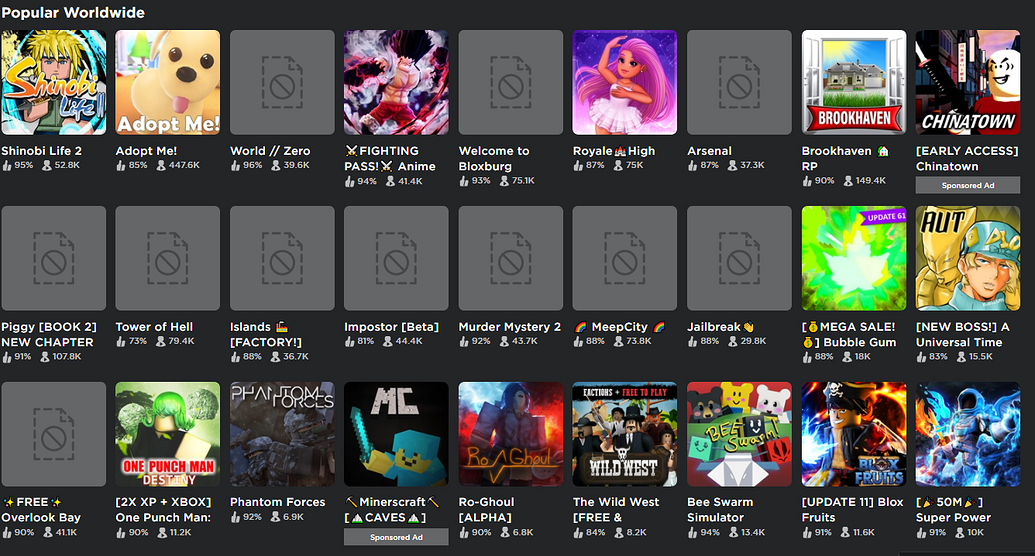 Many Front Page Games Have Moderated Icons - Website Bugs - Developer ...