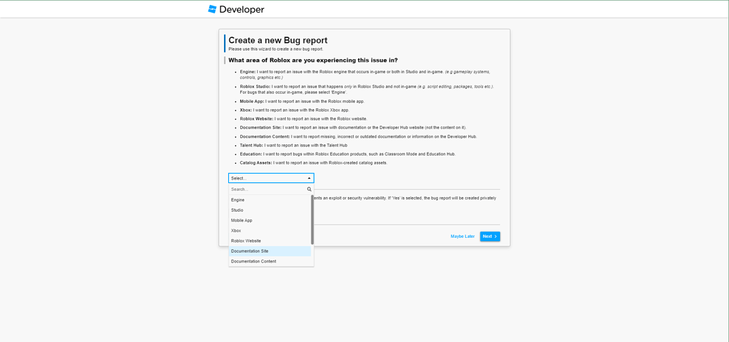 Bug Report Wizard Dropdown Button Choices Appearing In Incorrect ...