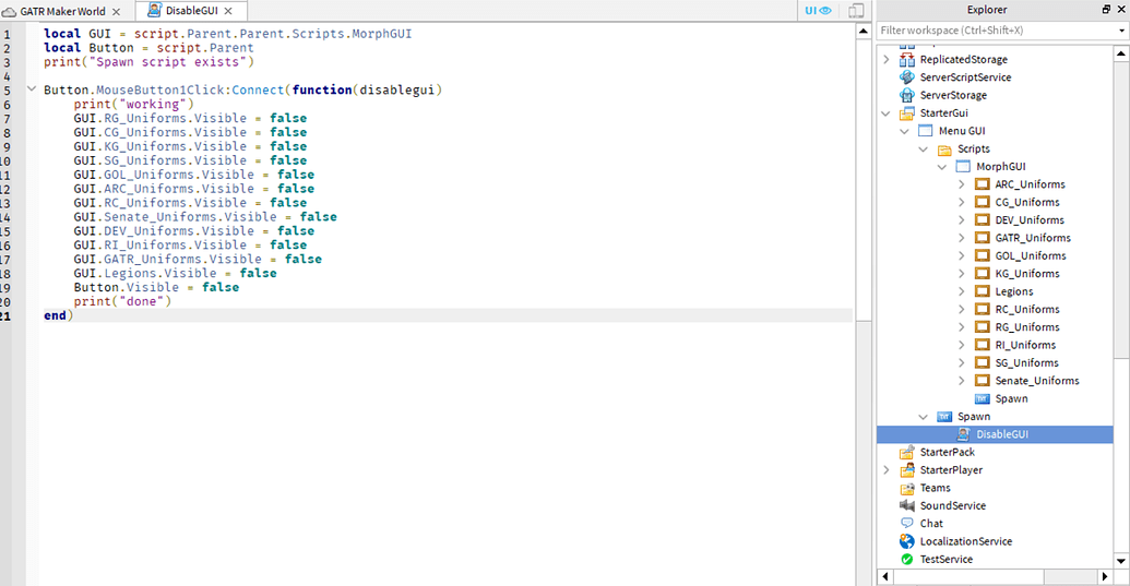 GUI will not disappear - Scripting Support - Developer Forum | Roblox