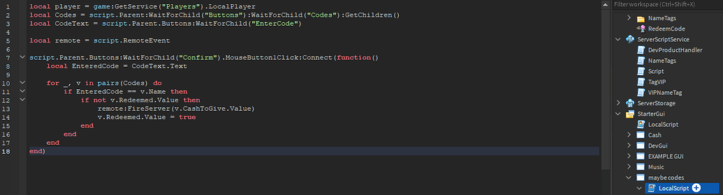 Code System won't work - Scripting Support - Developer Forum | Roblox