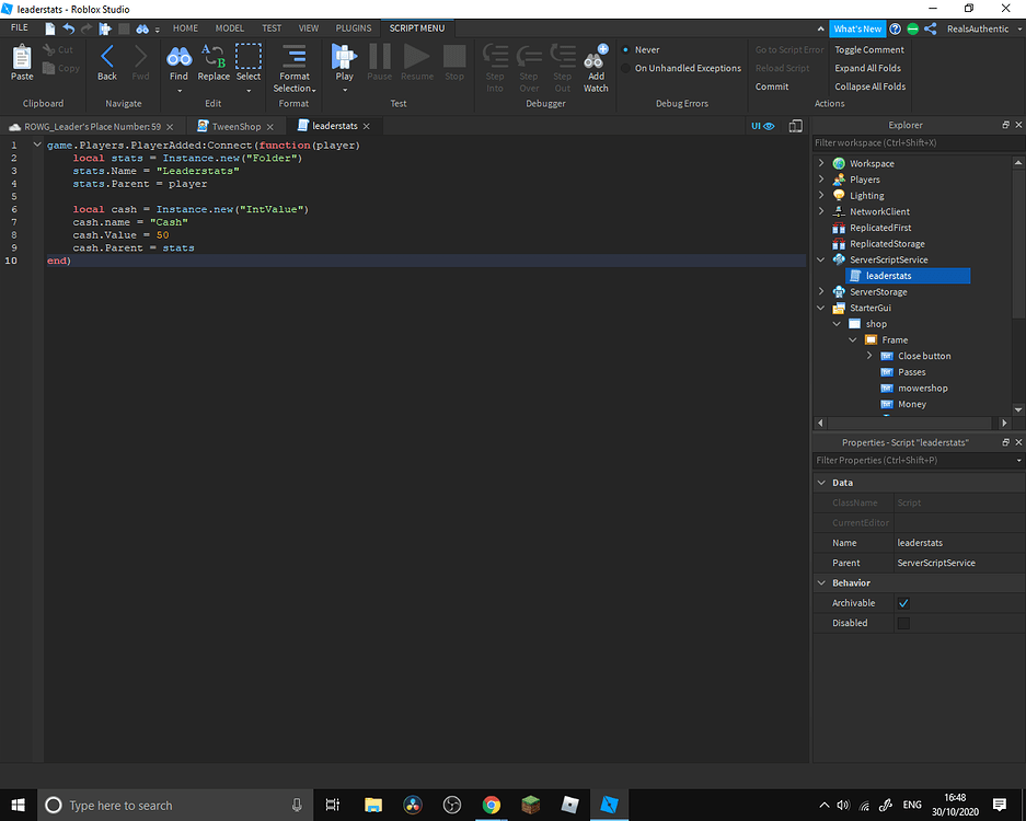 What's the problem of this? - Scripting Support - Developer Forum | Roblox