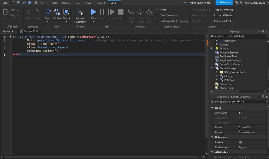 Help needed with car spawner - Scripting Support - Developer Forum | Roblox