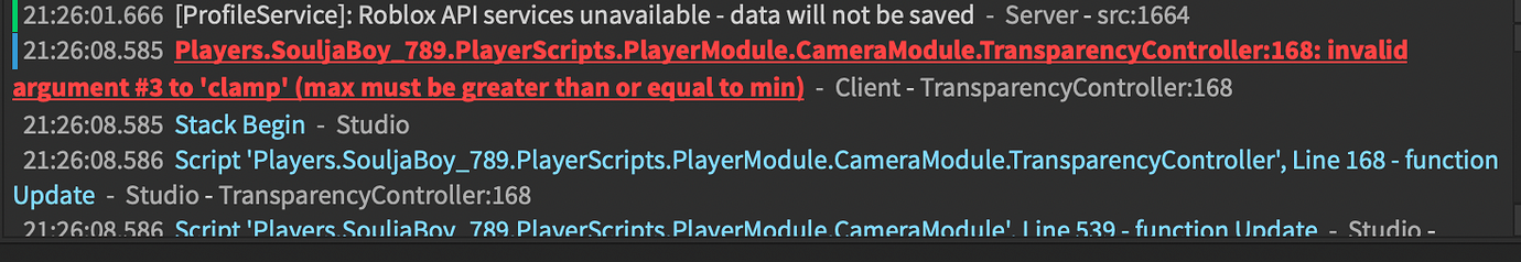 Random Camera Errors - Scripting Support - Developer Forum | Roblox