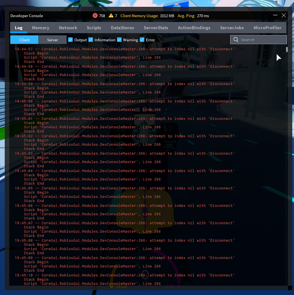 Client-side Developer Console being spammed with errors - Engine Bugs ...