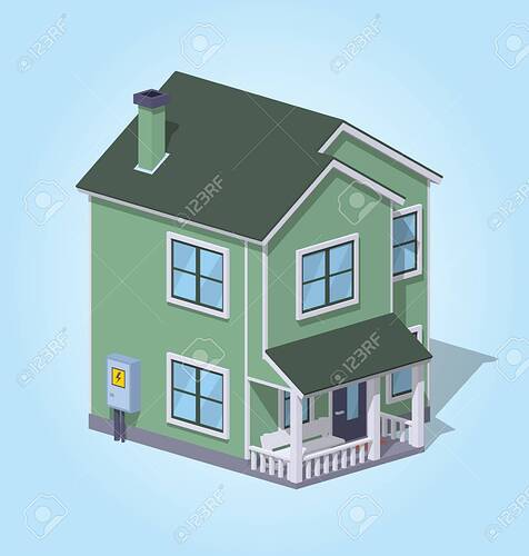 61090330-low-poly-suburban-house-against-the-blue-background-3d-lowpoly-isometric-vector-illustration