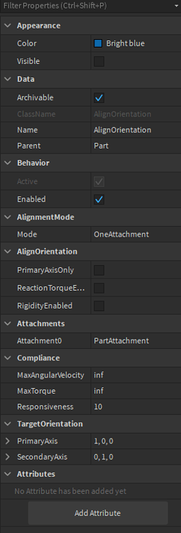 Problem with AlignOrientation OneAttachment CFrame - Scripting Support ...