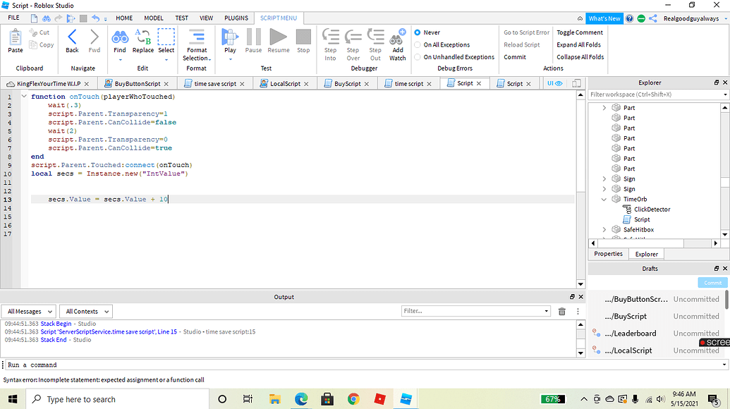 Why does it not happen - Scripting Support - Developer Forum | Roblox