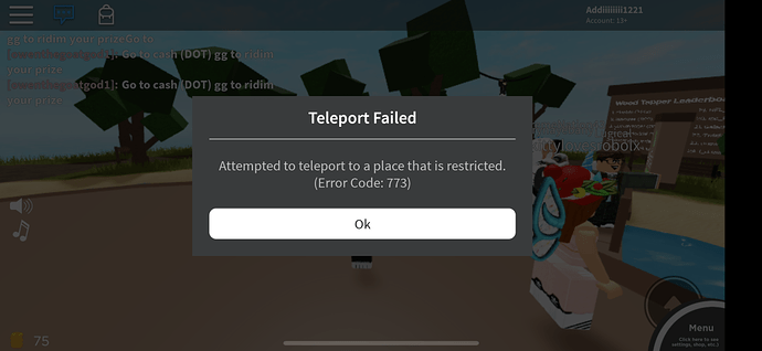 Teleport Issues Occurring on Roblox (Error Code 773) - Bulletin Board ...