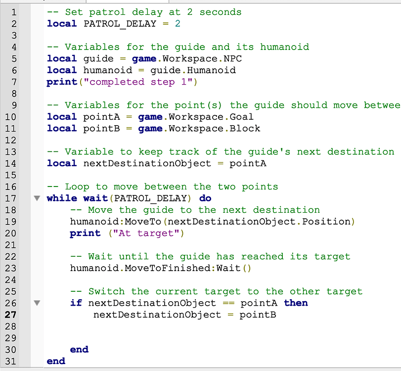 NPC won't move when testing - Scripting Support - Developer Forum | Roblox