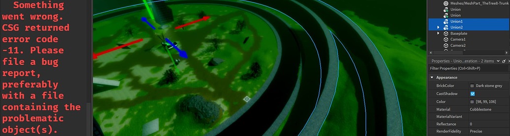 CSG Union Returning with Error -11: - Studio Bugs - Developer Forum ...