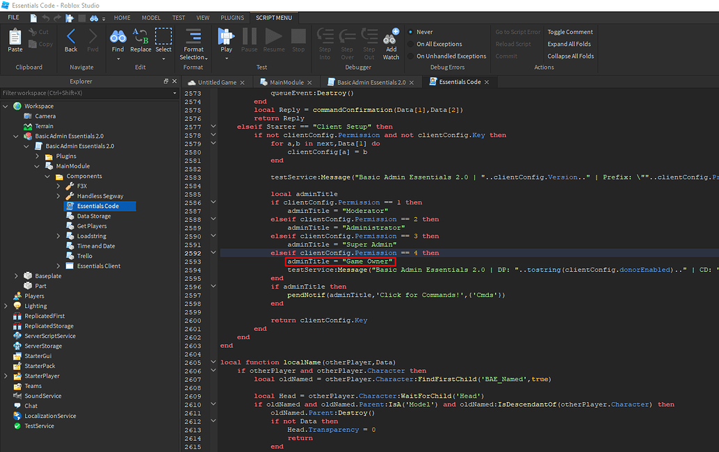 Basic Admin Essentials title not changing - Scripting Support ...
