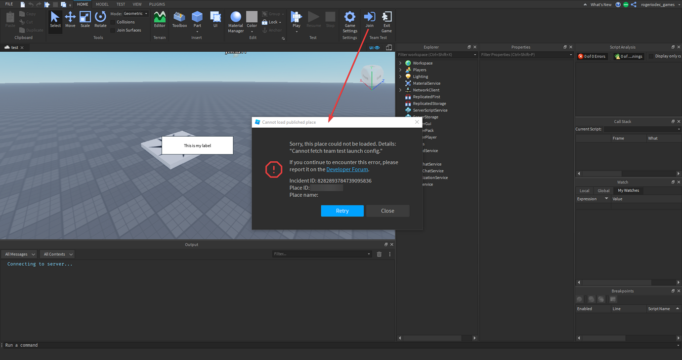 Team Test not working (for a specific experience) - Studio Bugs ...
