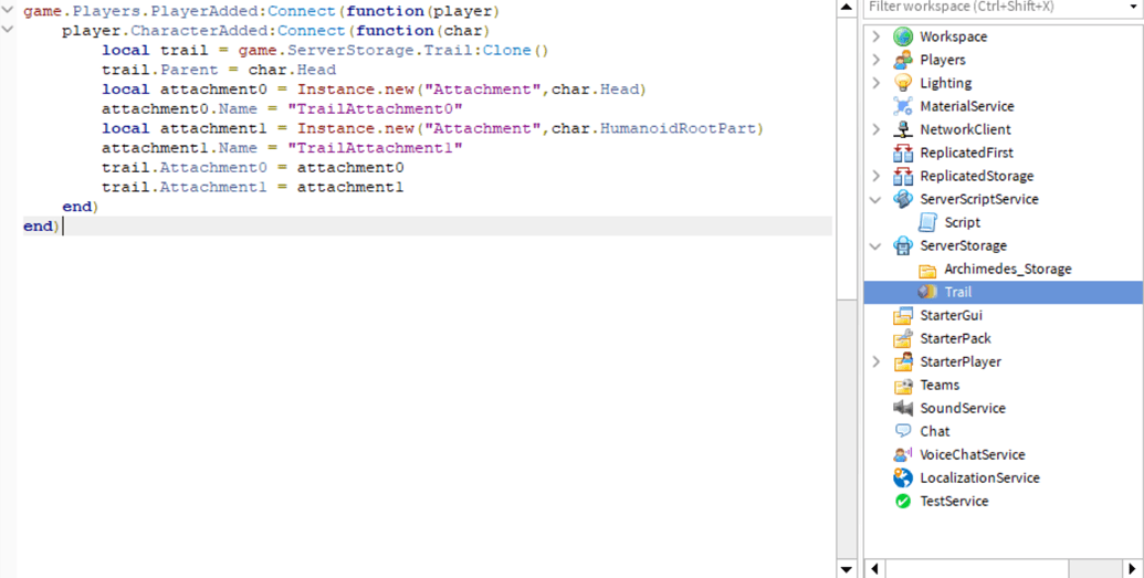 My Trail Script wont work - Scripting Support - Developer Forum | Roblox