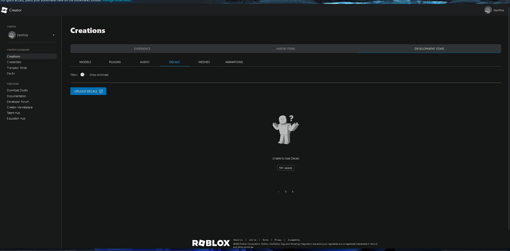 Cannot load/create images - Website Bugs - Developer Forum | Roblox