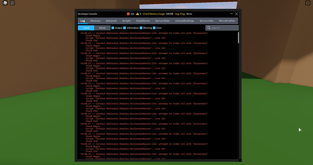 Client-side Developer Console being spammed with errors - Engine Bugs ...