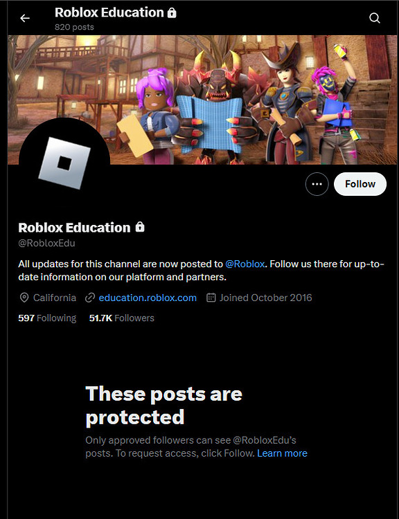 Article "Roblox on Social Media" mentions social media channels that ...