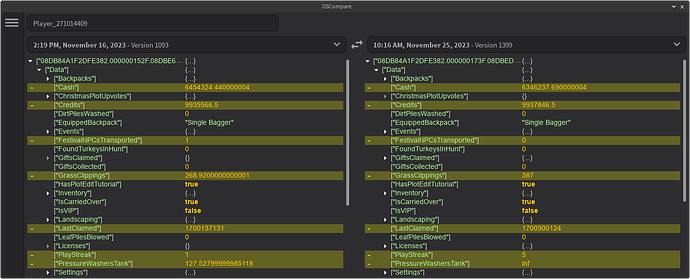 Picture of data being compared