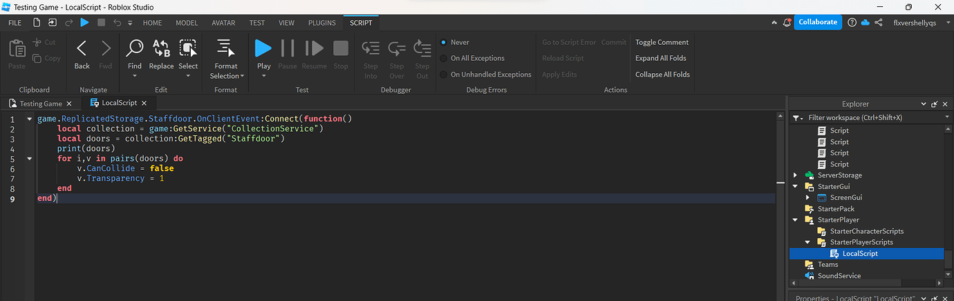 Staff Door not working - Scripting Support - Developer Forum | Roblox