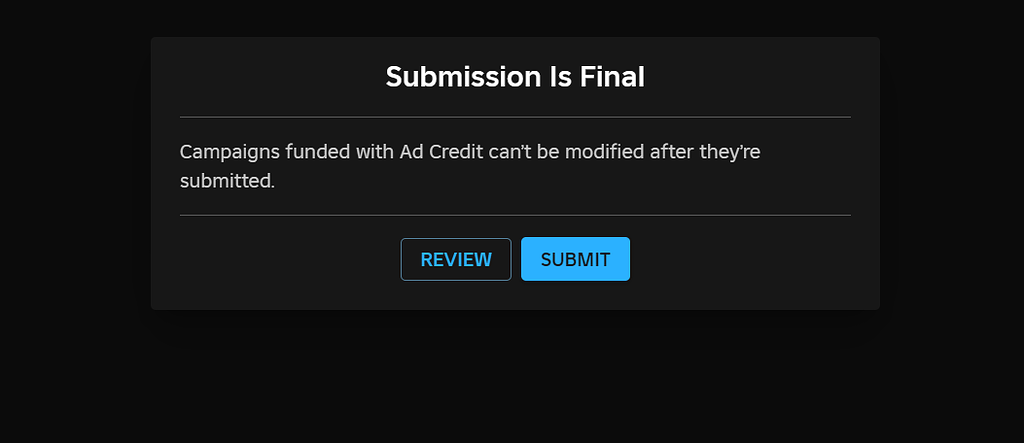 Ads Manager Submit Button Grays out - Platform Usage Support ...