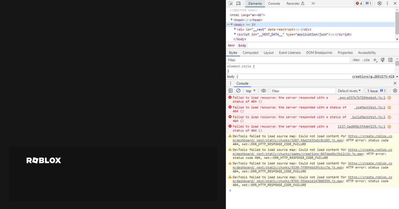 Creations dashboard often fails to load Website Bugs Developer