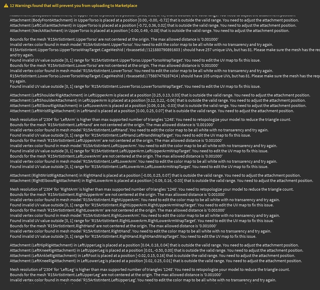 UGC avatar bundle validations unable to pass - Studio Bugs - Developer ...