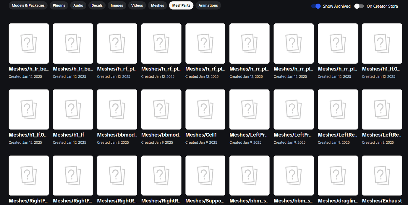 Archived Meshes still displaying - Engine Bugs - Developer Forum | Roblox