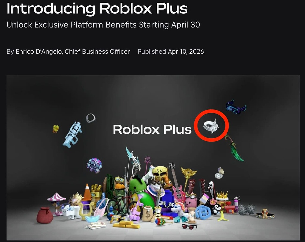Roblox Plus subscription announcement artwork Roblox Plus announcement artwork from the Roblox Developer Forum, used for subscription context and not The Hollow gameplay
