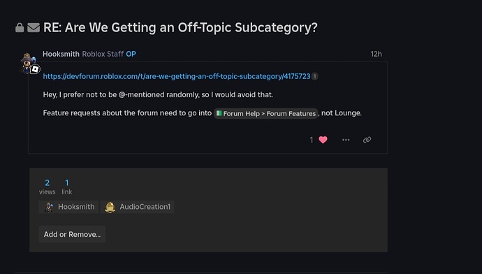 Are We Getting an Off-Topic Subcategory? - Forum Features - Developer ...