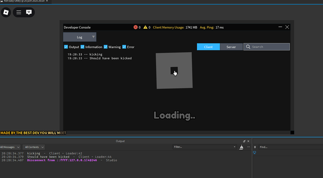 Client Kick doesn't show on output - Studio Bugs - Developer Forum | Roblox