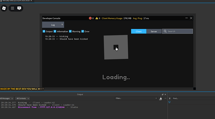 Client Kick doesn't show on output - Studio Bugs - Developer Forum | Roblox