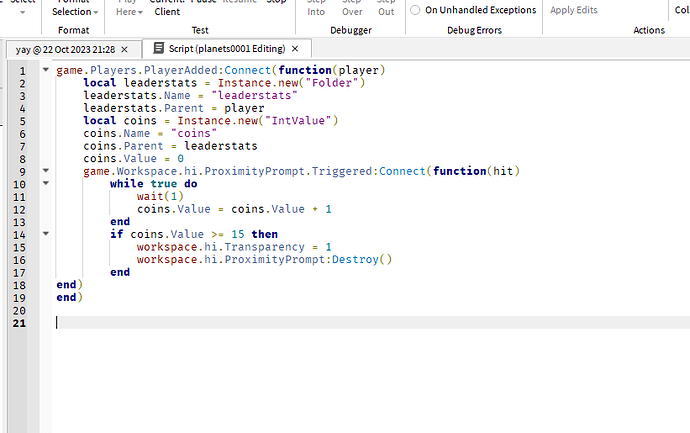 Coins increasing by 1 every second. Proximity prompt not working when ...