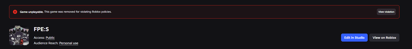 Experience removed due to a unspecified violation - Platform Usage ...
