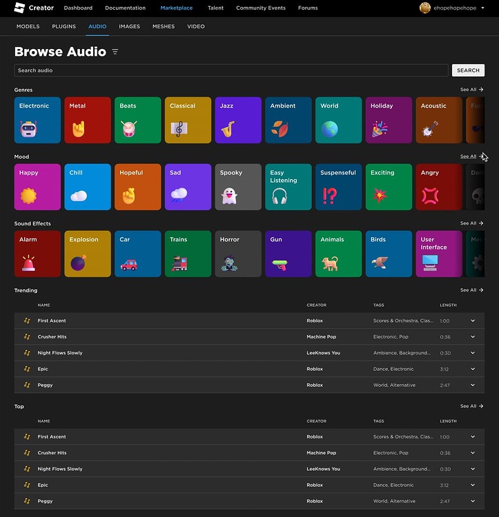 New Audio Discovery Features - Announcements - Developer Forum | Roblox