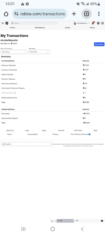8k robux disappeared! And roblox credit balance 15.02 disappeared ...