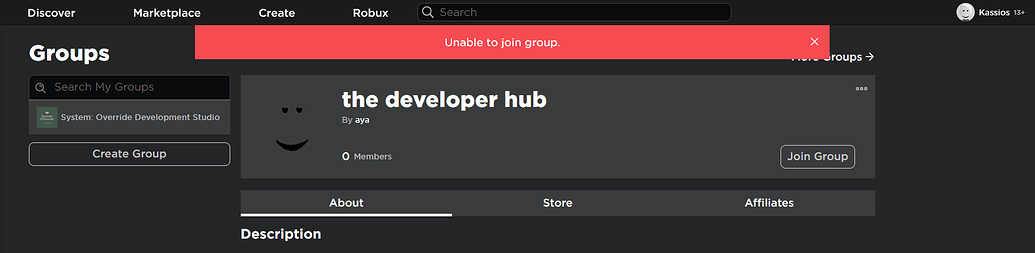 'Unable to join group.' - Platform Usage Support - Developer Forum | Roblox