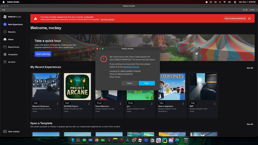Team Create Error - Platform Usage Support - Developer Forum | Roblox