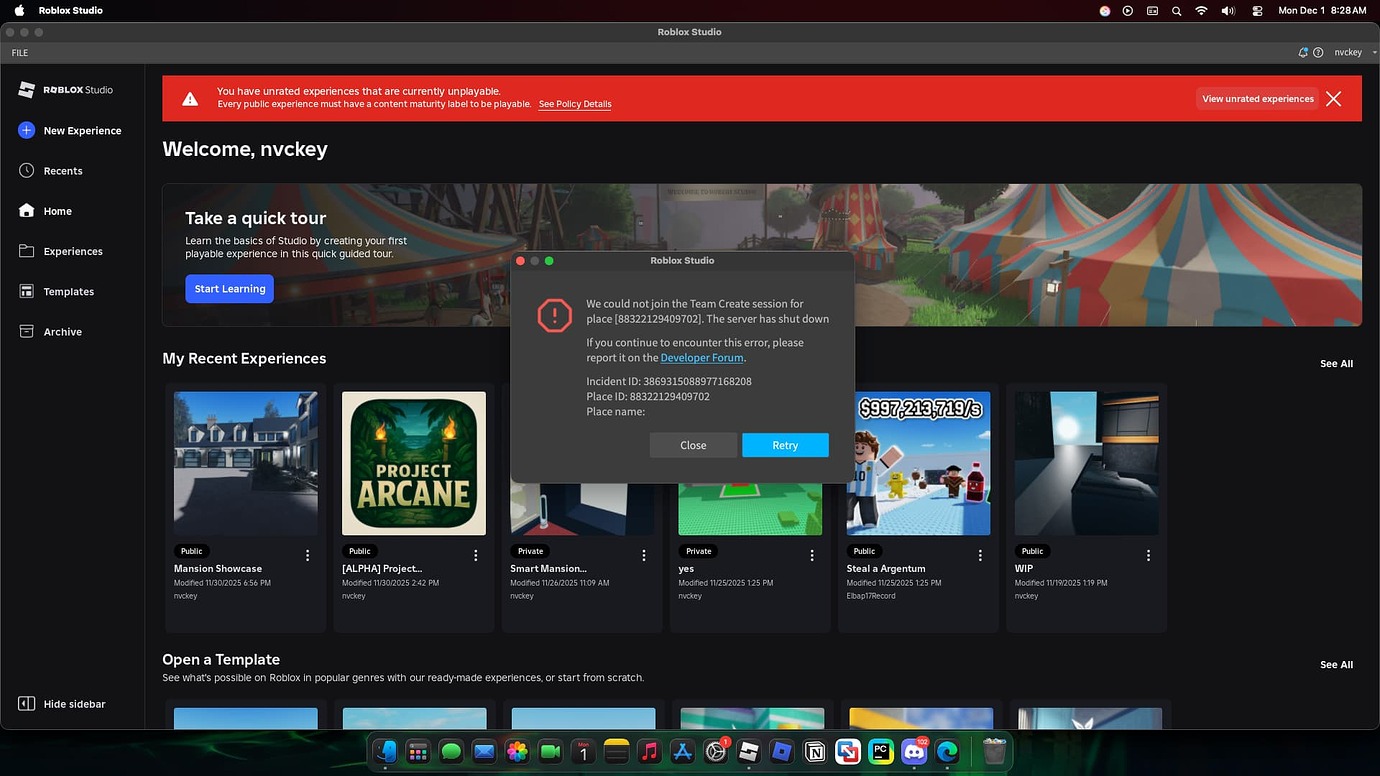 Team Create Error - Platform Usage Support - Developer Forum | Roblox
