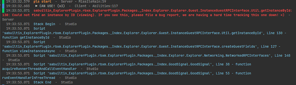Unknown bug (sabuiltin_ExplorerPlugin) - Studio Bugs - Developer Forum ...
